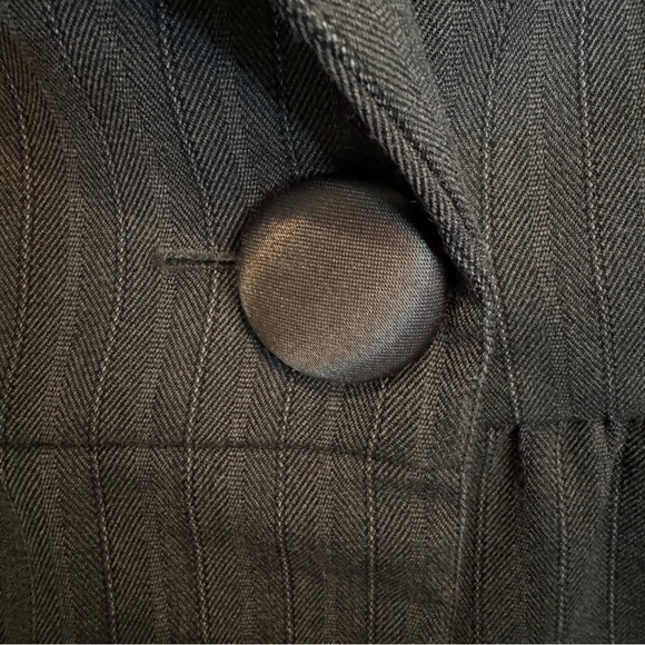 Guess Y2K Office Siren Cap Sleeve Blazer Sz L Gray Pinstripe Sexy 90s NO BELT - Picture 6 of 15